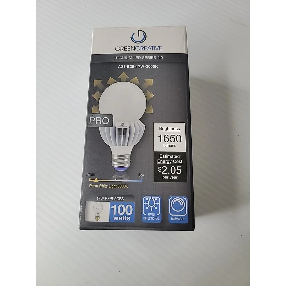 4 pk Green Creative Pro Titanium LED Series 4.0 17W (100 Watt) Warm Light‎ Bulbs